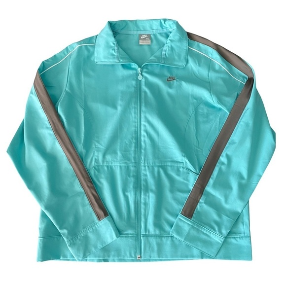 Nike Track Suit Jacket Teal Blue with Grey and White Stripes - Picture 1 of 16